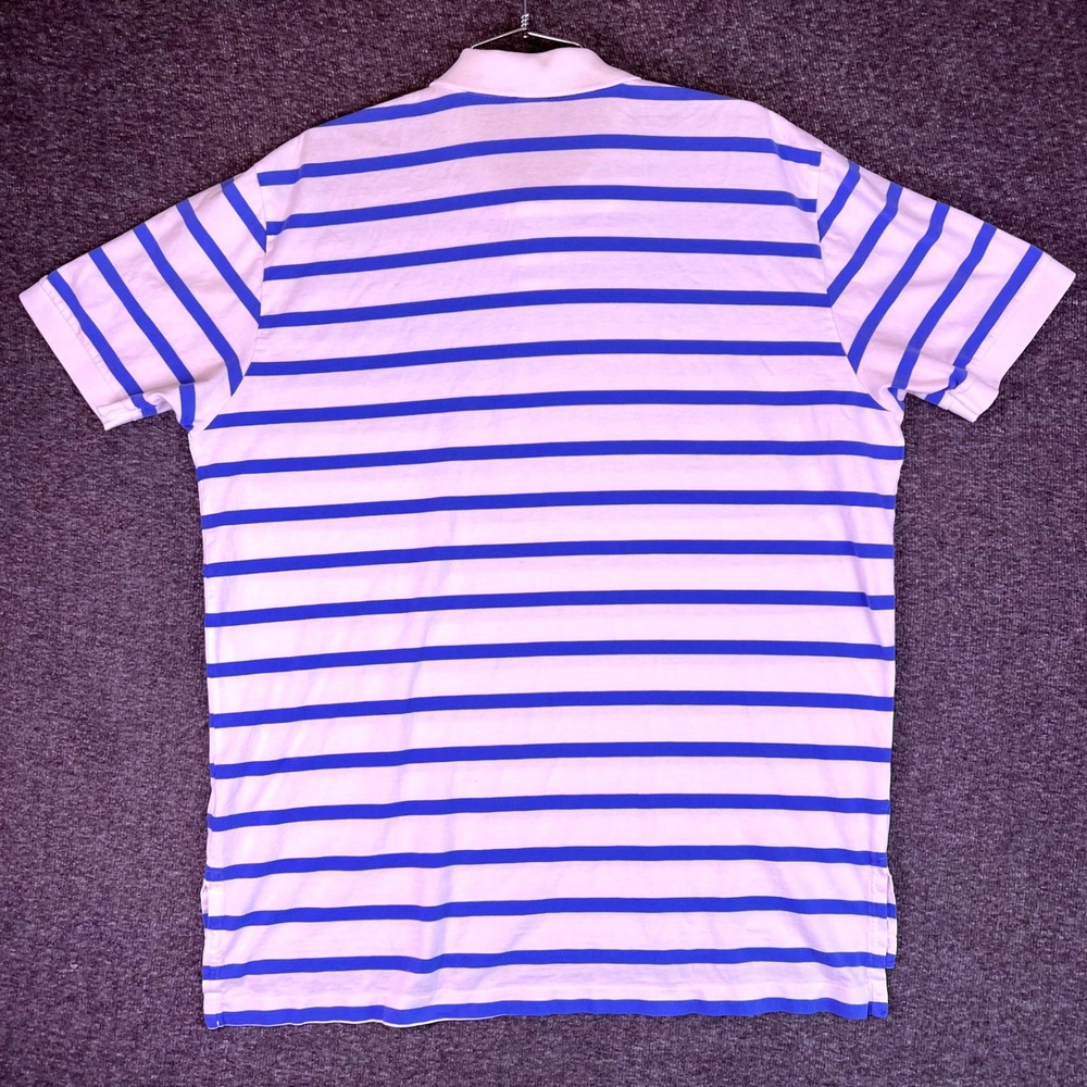 VTG Polo Ralph Lauren Shirt Men XL Striped Short Sleeve Red Pony Logo White Blue - Picture 11 of 16